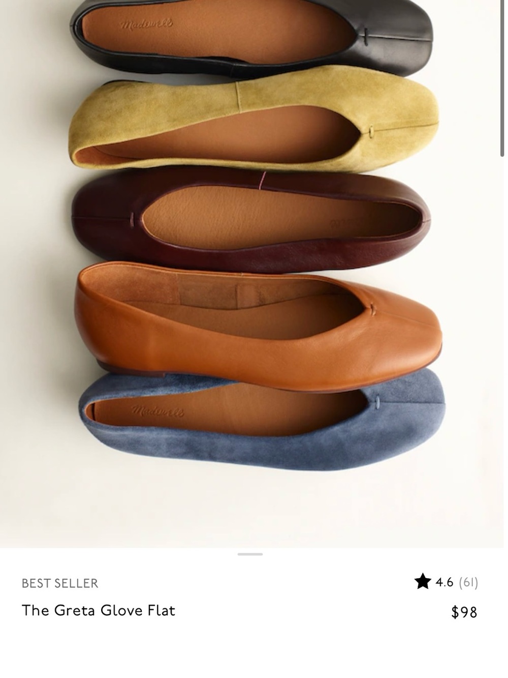 Madewell Greta Glove Flats in Caramel